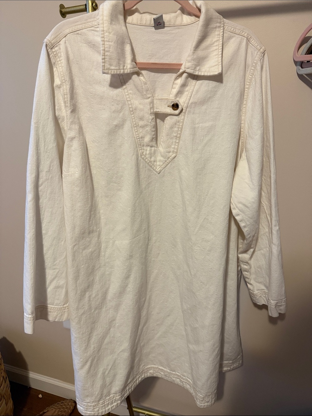 Old Navy Cream Long-Sleeve Tunic Top